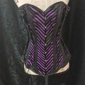 Black Lace-Up Corset Waist Skirt